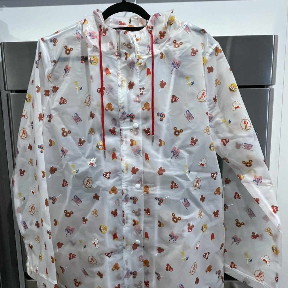 Clear Hooded Raincoat with Colorful Print